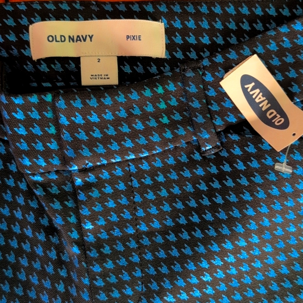 Old Navy High-Waisted Houndstooth Pixie Skinny Pants Blue and Black